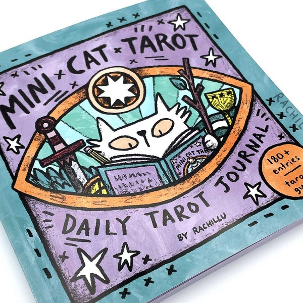 Daily Tarot Journal - Mini Cat Tarot Diary with beginner's guide to tarot reading, plus card cheatsheet, space for 6 months of daily reading