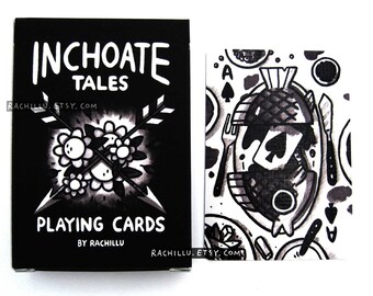 Unique Playing Card Deck - Inchoate Tales - Fully Illustrated Monochrome Poker Deck