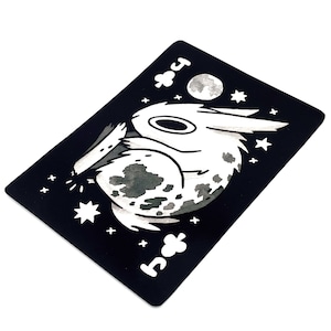 Sticker lapin lune, sticker valet de pique carte à jouer, joli sticker monochrome encré parfait pour les ordinateurs portables et les journaux
