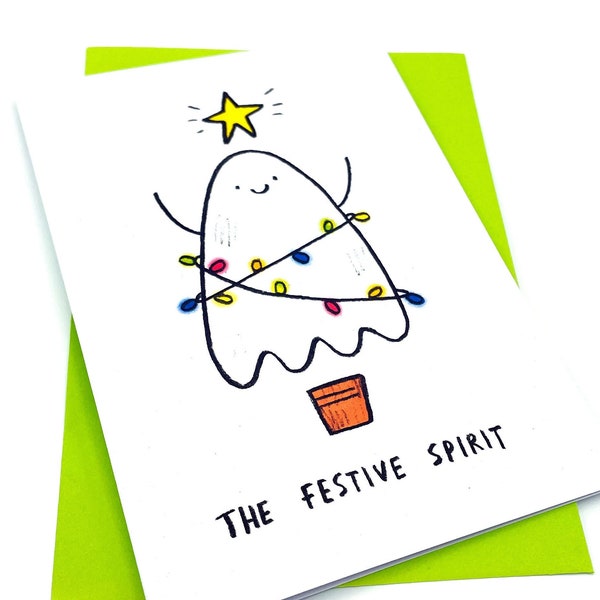 Funny Christmas Card, The Festive Spirit, Cute Greetings Xmas Card