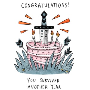 You Survived-verjaardagskaart voor gamers en geeks