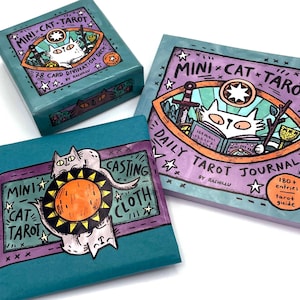 Mini Katzen Tarot Geschenk-Set - Deck, Gusstuch und Tagesjournal