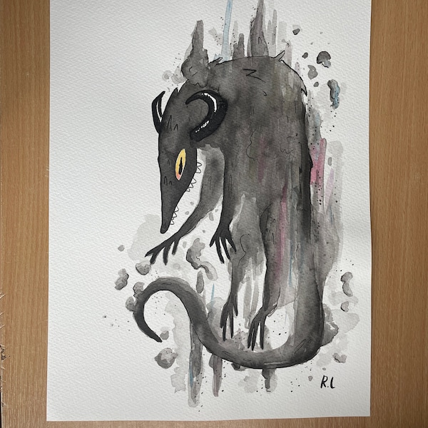 Demon Visit original ink drawing art