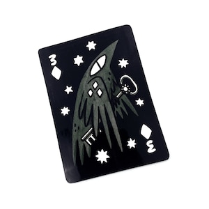 Sticker corbeau étoile, 3 cartes à jouer autocollant de diamants, autocollant mignon monochrome encré parfait pour les ordinateurs portables et les journaux