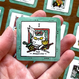 Mini Cat Tarot Stickers Set - 22 small illustrated Major Arcana pack