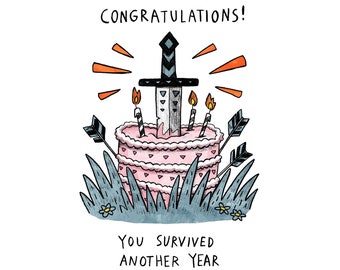 You Survived Birthday Card for gamers and geeks