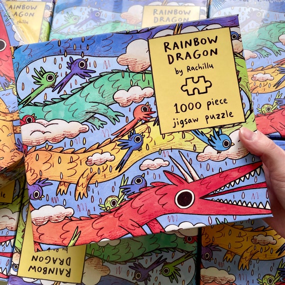 Rainbow Dragon 1000 Piece Jigsaw Puzzle, Colourful Gradient Illustration