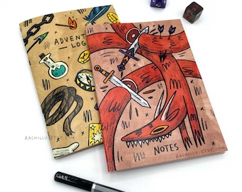 Fantasy Notebook Set, Two A6 Journals for TTRPG Campaign Notes