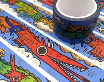 Rainbow Dragon Washi Tape, 30mm Wide, 10m Long, Recyclable
