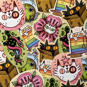 4 beliebige Aufkleber - mix and match, reduzierter Mehrfachkaufpreis - niedliche Kunstaufkleber perfekt für Scrapbooking, Journalling, Laptops