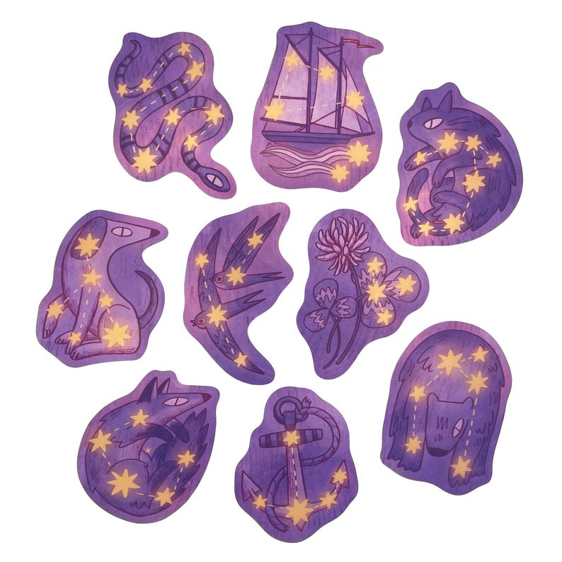 Lenormand Holographic Sticker Set, Star Constellation Vinyl Matte Stickers image 2