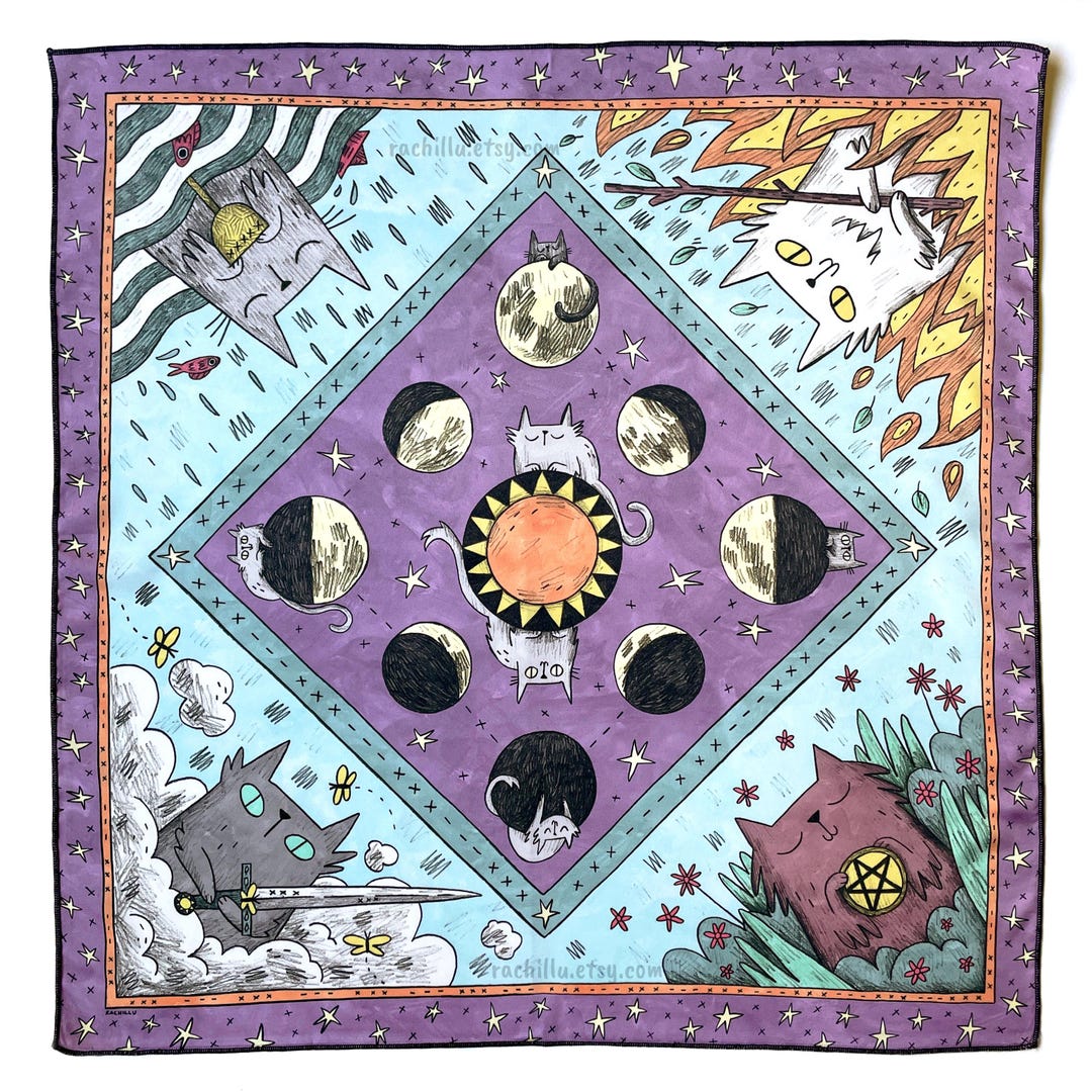 Cat Tarot Cloth, Silky Fabric for Divination Card Reading - Etsy