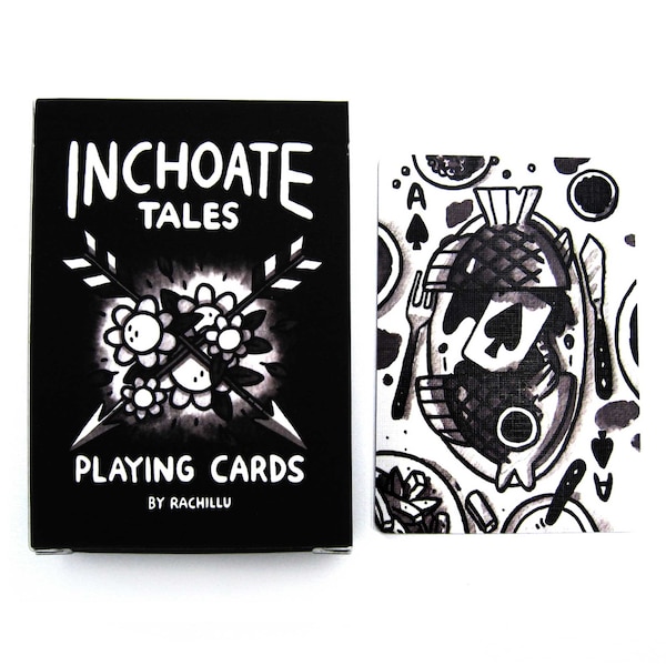 Unique Playing Card Deck - Inchoate Tales - Fully Illustrated Monochrome Poker Deck