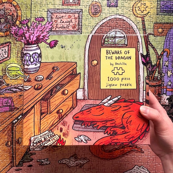 Sleeping Dragon 1000 piece Jigsaw Puzzle, Cosy Fantasy Art