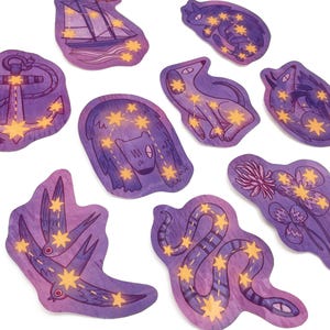 Juego de pegatinas de constelación, diseños de cartas Lenormand de Stargazer, paquete de calcomanías brillantes resistentes a la intemperie, un bonito regalo para los amantes de la adivinación.