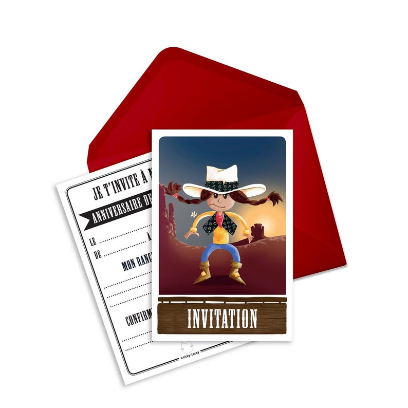 Invitation Birthday Calamity Cowboy 6 Miniz Invitation And Envelopes In French Paper Party Supplies Invitations Announcements Stokfella Com