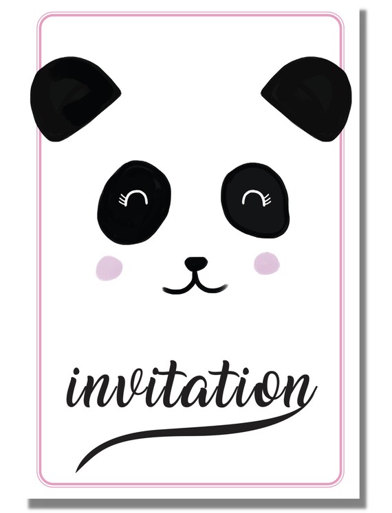 Invitation anniversaire personnalisée - Thème Panda & Noeud Rose - Mmez  Creazioni