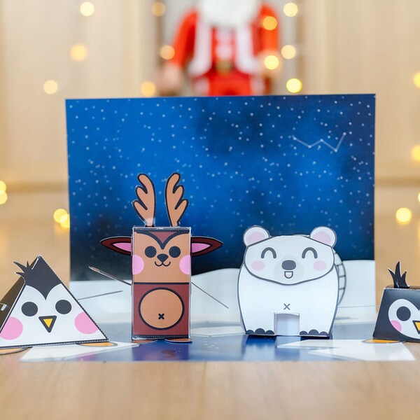 Loisirs créatifs pour enfants | Kit de loisirs créatifs de Noël | Construis ton cercle polaire | Création de Paper Toys