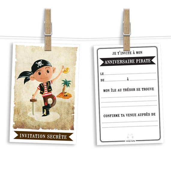 Kit De 6 Cartes D Invitation Pour Enfant Avec Ses Etsy