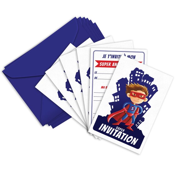 Kit De 6 Cartes D Invitation Anniversaire De Super Heros Etsy Kit De 6 Cartes D Invitation Anniversaire De Super Heros Etsy