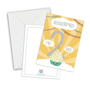 Maxi carte anniversaire avec son enveloppe anniversaire des deux ans image 1