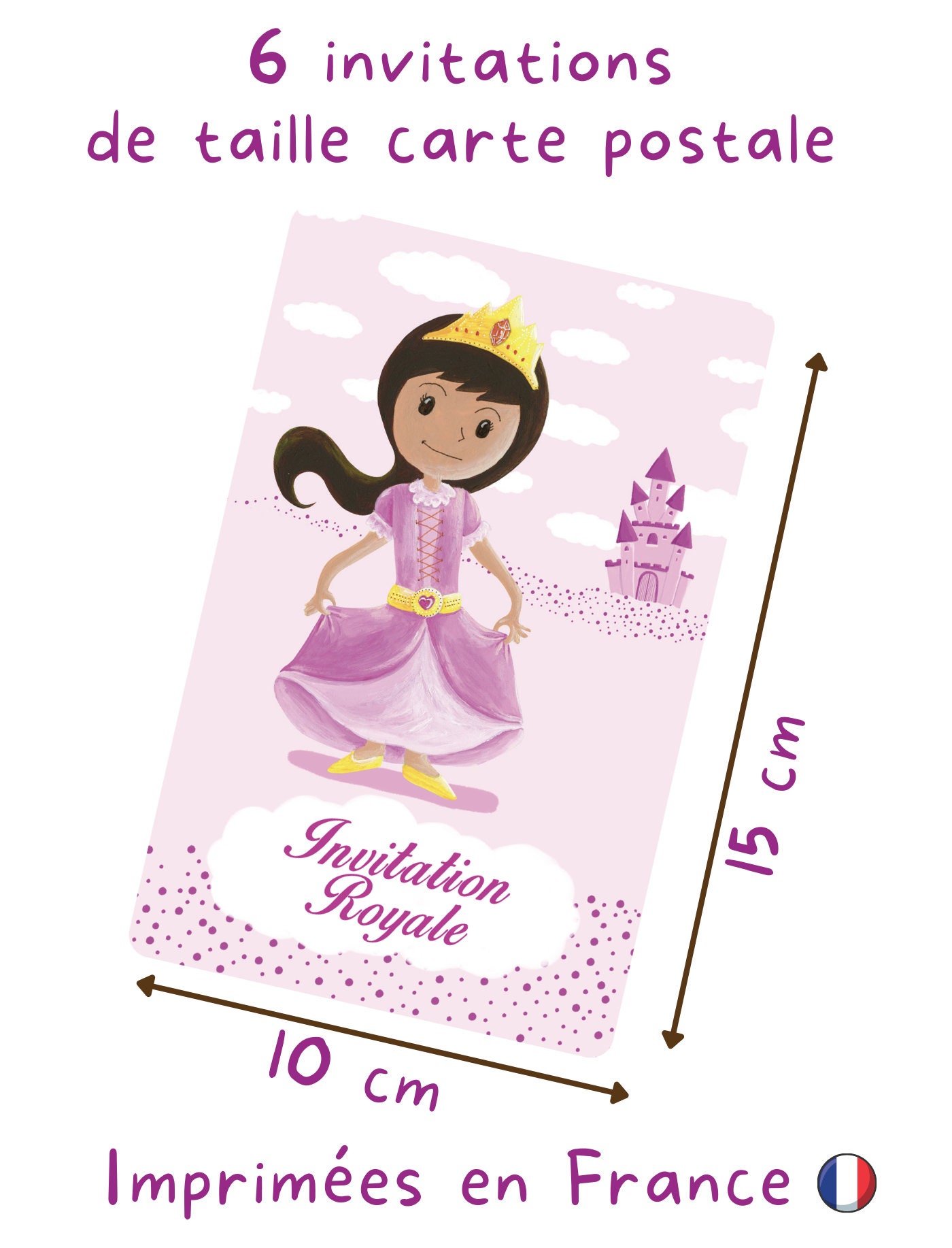 popcarte Carte Invitation Anniversaire Fille • Lot de 16 Cartons d' Invitation & Enveloppes Rose • Thème Princesse pour un Anniversaire Enfant  • Carte Made in France 14x14cm • Princesse : : Cuisine et Maison