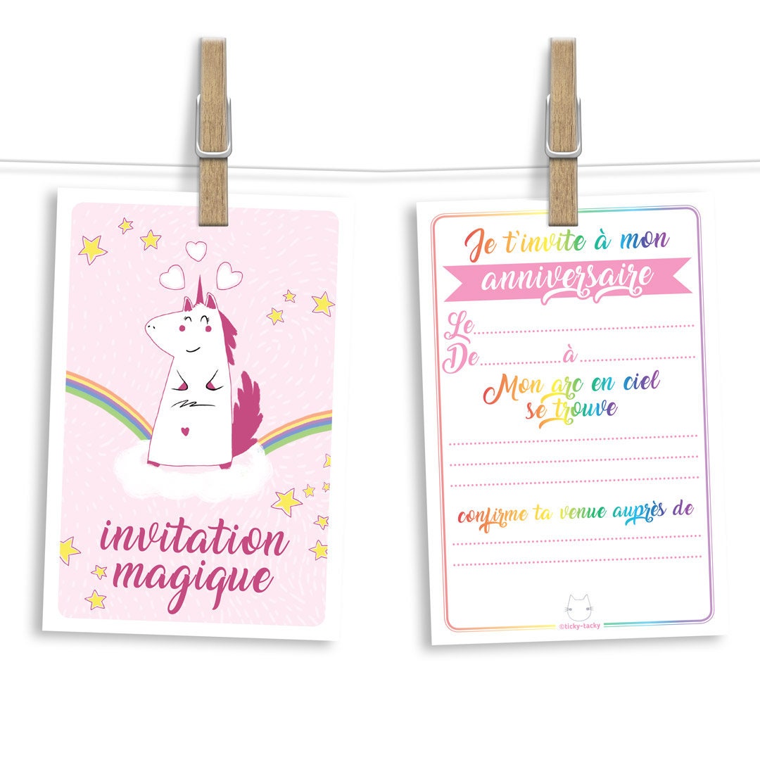 Kit De 6 Cartes D Invitation Anniversaire Pour Enfant Avec Etsy
