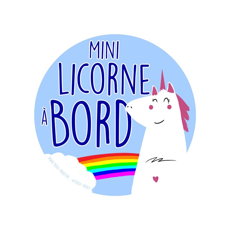 Stickers bébé à bord pour voiture Mini Licorne image 1
