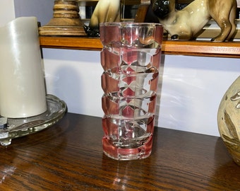 Vintage Retro Clear and Ruby, Cut Crystal, Small Glass Vase, Home Decor, Vintage Home Decor, Christmas Decor, Christmas Gift