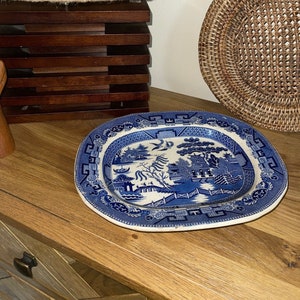 Vintage Antique Willow Pattern Serving Plate, Medium Size Platter, Home Decor, Vintage Home Decor, Table Decor