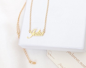 Collier de nom d’or, collier de nom personnalisé pour maman, collier de nom personnalisé, chaîne de nom pour les filles, collier cursif de nom délicat