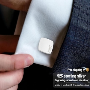 Gemelos de plata de ley, Gemelos personalizados, Gemelos grabados, Regalo para esposo, Regalo personalizado para hombre, Regalo para hombre, Regalo de aniversario