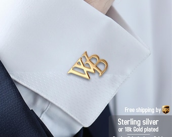 Wedding Cufflinks for Groom or groomsmen - Personalized Initial Cufflinks - Sterling Cufflinks - Personalized Gift for Mens wedding