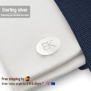Custom cufflinks, Sterling silver oval cufflinks, Personalized Gift for Men, Husband Gift, Gift for Men, Anniversary gift for Him
