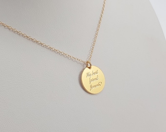 Large Gold Silver Circle Necklace - Layered and long Disk necklace - Personalized Simple circle name necklace - Everyday jewelry