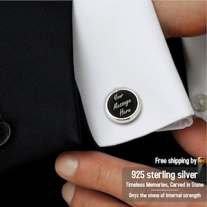 Regalo de aniversario para él, gemelos de plata personalizados, gemelos personalizados para esposo, gemelos grabados, regalo de cumpleaños para hombres