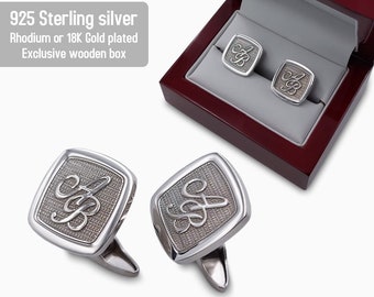 Mens cufflinks with a touch of luxury - Initial cufflinks - Custom cufflinks - Personalized cufflinks - Silver cufflinks engraved