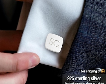 Custom Cufflinks Silver 925, Initial Cufflinks, Personalized cufflinks, Husband Gift,Personalized Gift for Men,Gift for Men,Anniversary gift