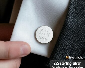 Custom cufflinks for Groom - Gift for Groom from Bride - Groom Wedding Cufflinks - Silver Cufflinks