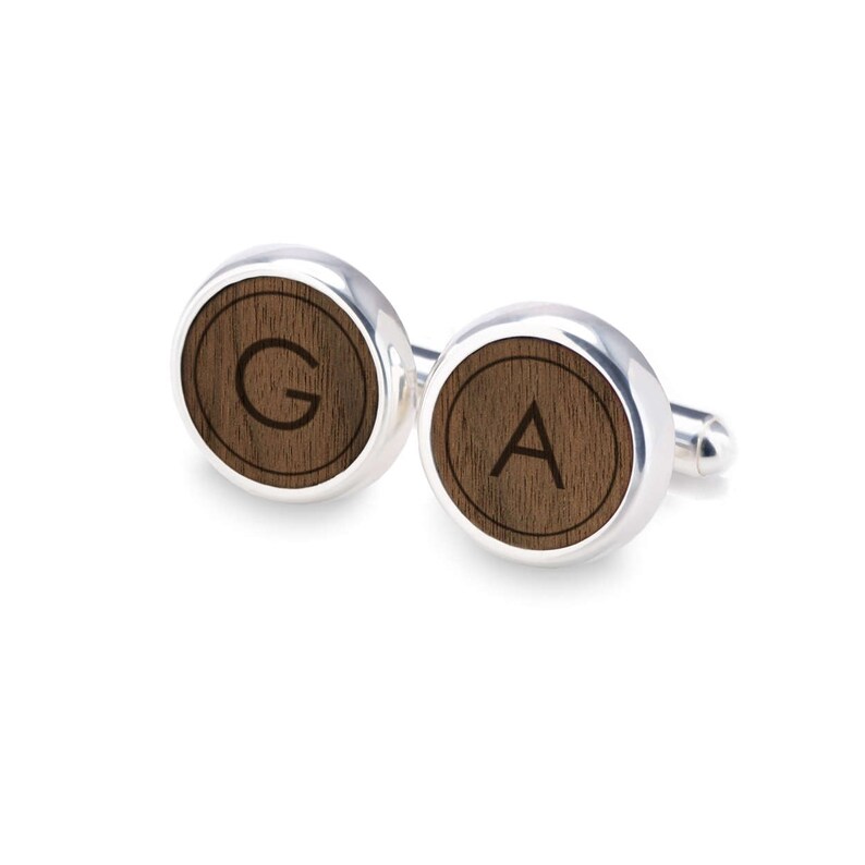 Wood Cufflinks, Personalized Gift for Husband, Gift for Men, Anniversary gift, Wooden Cufflinks, Custom cufflinks, Personalized Cufflinks image 2