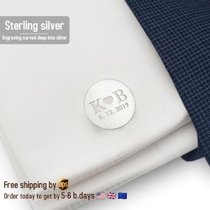 LOVE initials Engraved cufflinks,Sterling Silver Cufflinks,Custom cufflinks,Initials Cufflinks,Mens cufflinks,Mens birthday gift