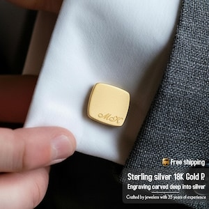 Gold cufflinks initials, Custom Personalized cufflinks, Wedding Gold cufflinks, Groomsmen Gifts, Husband Gift, Gift for Men, Gift for Him