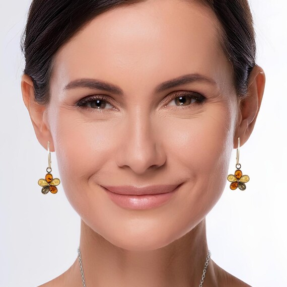 Collier Multicolore En Pierres Précieuses Ambre Avec Boucles D'Oreilles Assorties - Neuf