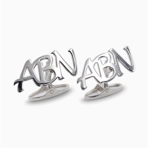 Customized Silver Cufflinks - Monogram Cufflinks - Groom cufflinks - Initial Cufflinks - Custom cufflinks