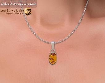 Stone Pendant - Baltic amber pendant - Everyday Womens pendant - Gift for her birthday - Gemstone pendant - Amber gift - Bernstein