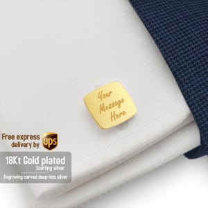 Gemelos de oro personalizados, regalo para él, gemelos personalizados, gemelos grabados, gemelos de novio, gemelos de hombre, gemelos de boda