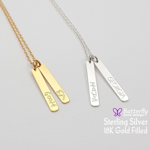 Baby name bar necklace deals