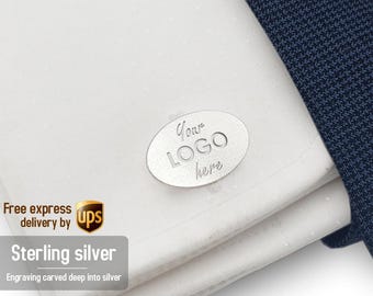 Promotional Cufflinks - Customized LOGO Cufflinks - Company Logo - Sterling Silver Custom Cufflinks - Boss gift Ideas