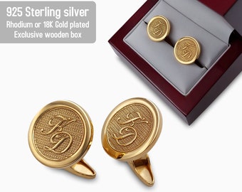 Gouden manchetknopen met een vleugje luxe - Gepersonaliseerde manchetknopen - Initial manchetknopen - Manchetknopen voor heren - gegraveerde manchetknopen