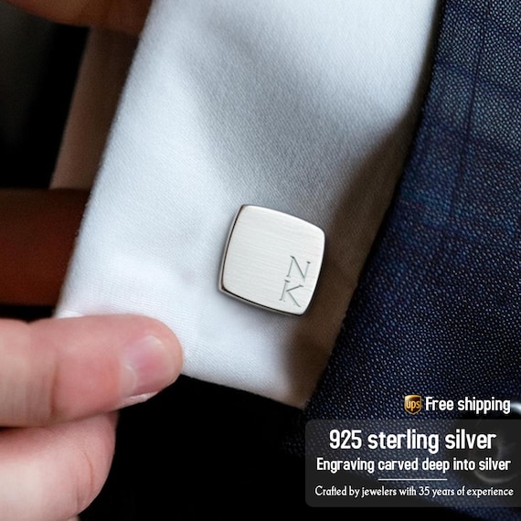 Sterling silver cufflinks, Custom cufflinks, Engraved cufflinks, Husband Gift, Personalized Gift for Men, Gift for Men, Anniversary gift